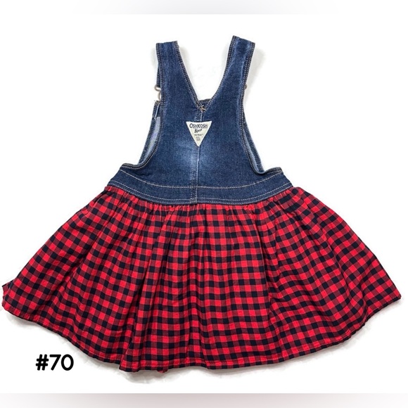OshKosh B’gosh, Overall Jean Dress with Buffalo Plaid- Size 4T - Picture 2 of 5